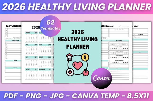 2026 Healthy Living Planner Kdp Interior