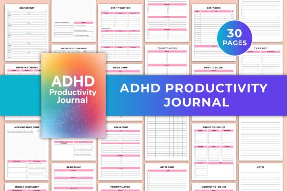 ADHD Productivity Journal Canva KDP for Custom Focus