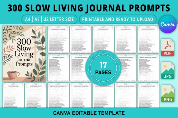 Rediscover Your Rhythm with Editable 300 Slow Living Journal Prompts